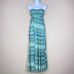 NWT Tiare Hawaii Seaside Maxi Dress Smocked Strapless Fit Flare Summer One Size